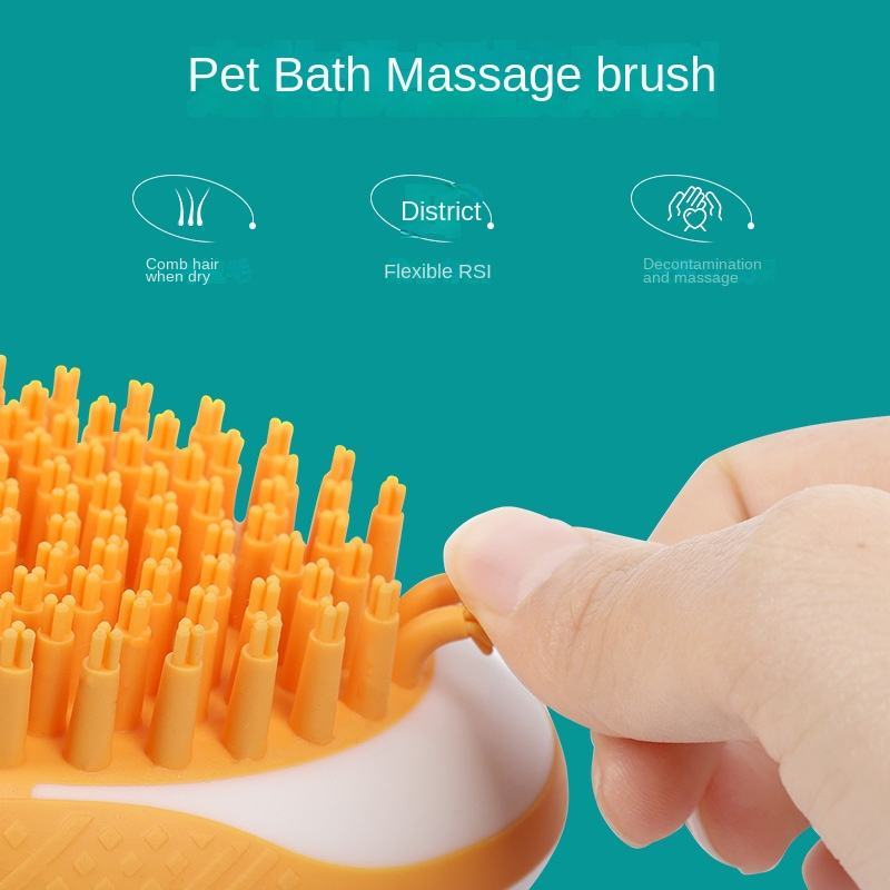 Dog Cat Bath Brush 2-in-1 Pet SPA Massage Comb Soft Silicone Pets Shower Hair Grooming Comb Dog Cleaning Tool Pet Products