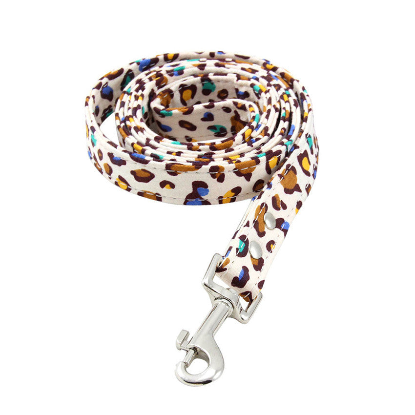 Dog collar rainbow leopard print