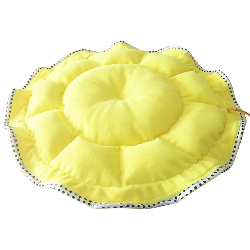 Polar Fleece Small Round Yellow Dog Cat Bed