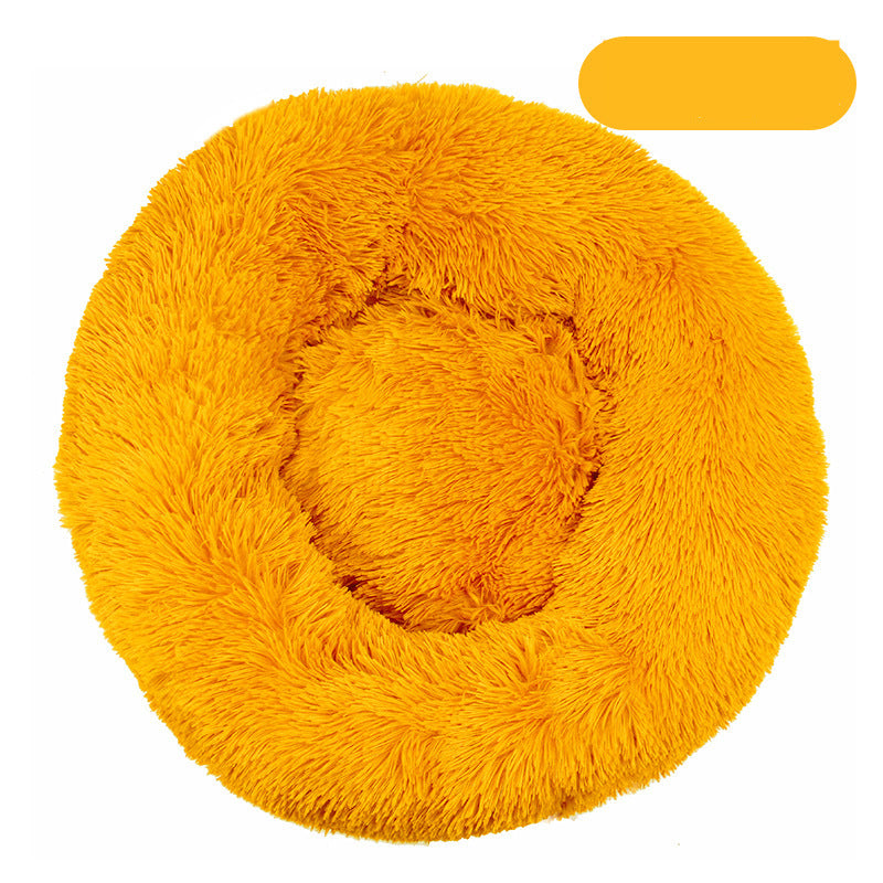 Plush Round Warm Dog Bed In Winter