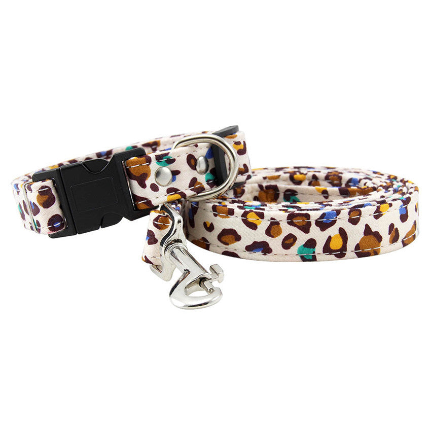 Dog collar rainbow leopard print