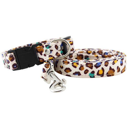 Dog collar rainbow leopard print