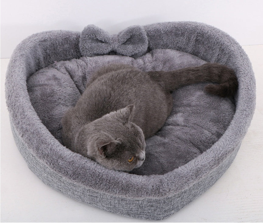 Heart Shape Soft Cozy Cat Pet Bed