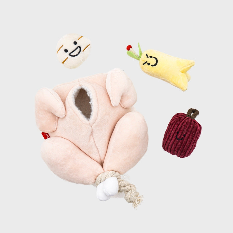 Cute Chicken Dinner Squeaking Plush Sound Dog Toys Chew Throw