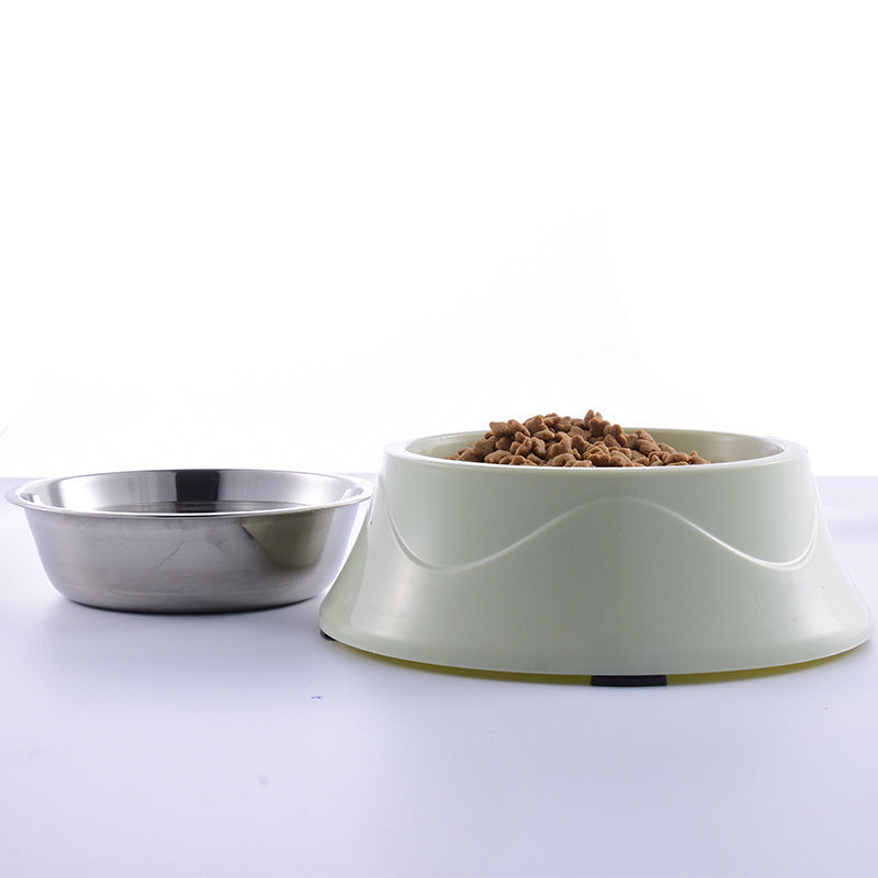 Pet Bowl, Plastic and Stainless Steel Bowl 2 in 1