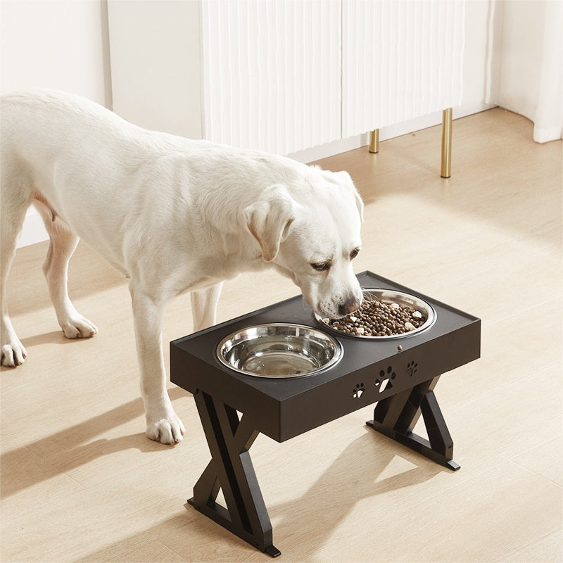 Dog Bowl Pet Feeder Dual Stainless Steel Bowl Stand