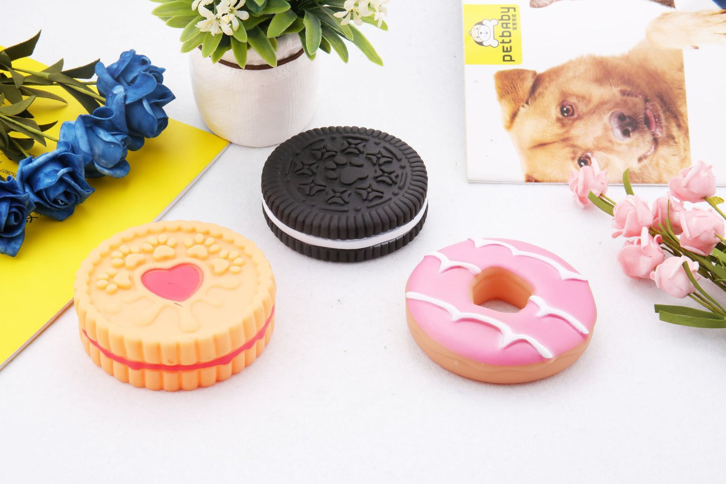 Creative Dog Toys Throwing Sounding Toys Three Round Biscuit PVC Vinyl Toys