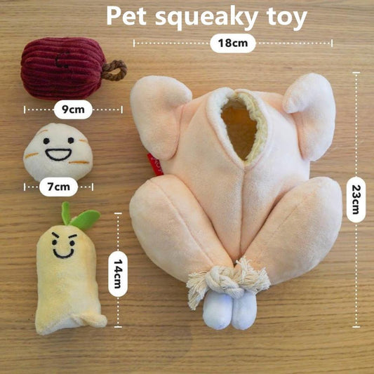 Cute Chicken Dinner Squeaking Plush Sound Dog Toys Chew Throw