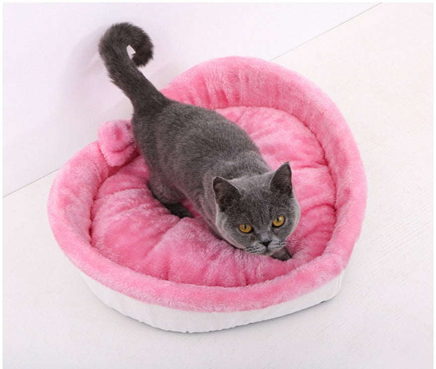 Heart Shape Soft Cozy Cat Pet Bed