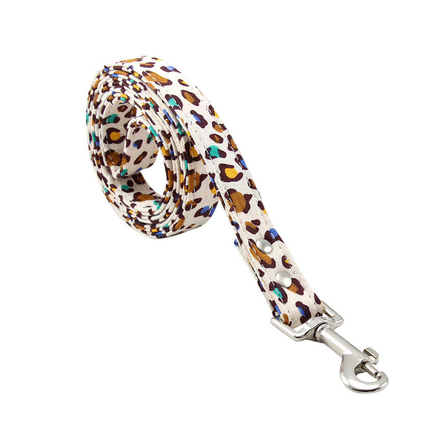 Dog collar rainbow leopard print