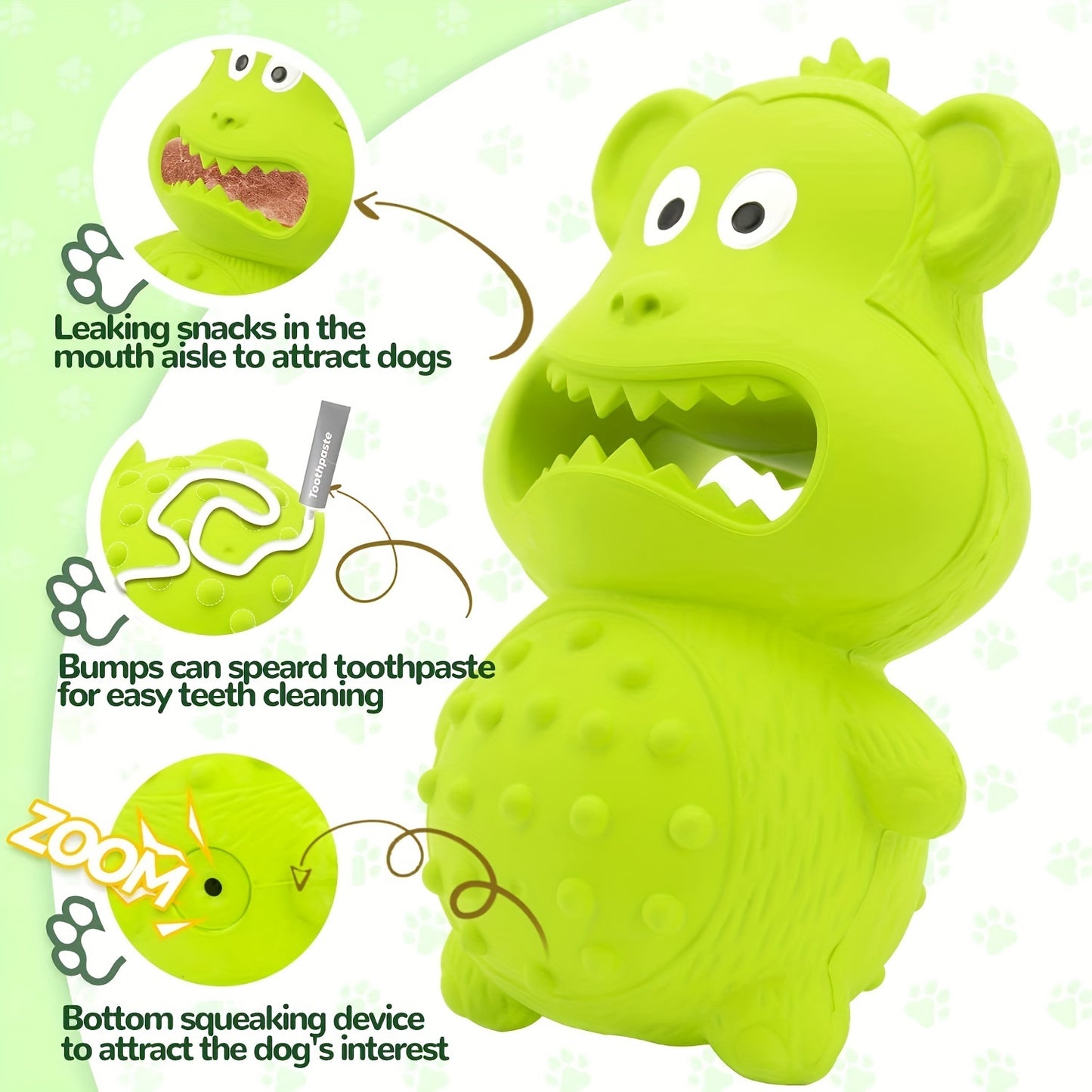 Rubber Mouthing Monkey Toy Durable Rubber Dog Chew Toy Tough Dog Tooth Cleaning Toy Squeaky Durable Medium Large Breed Interactive Chew Toy