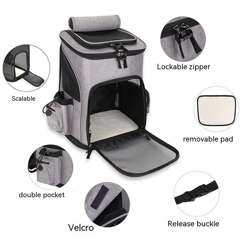 Extendable Pet Bag Large Capacity Cat Backpack Foldable Cat Bag