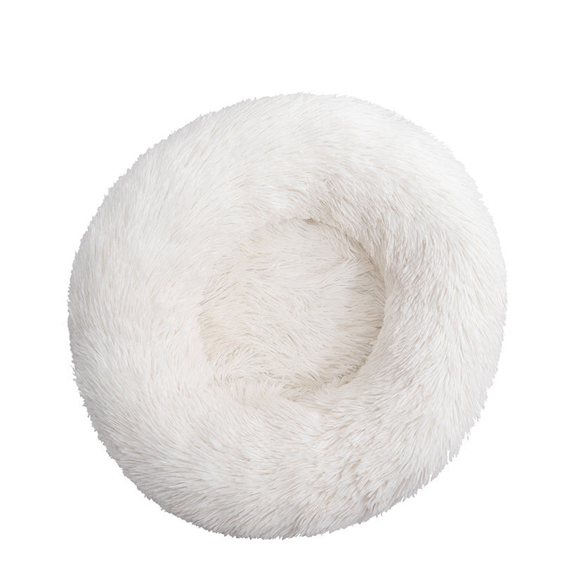 Plush Round Warm Dog Bed In Winter